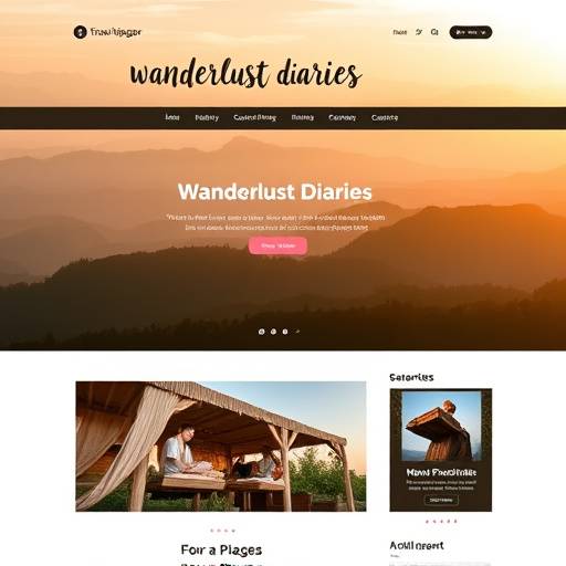 Creation of a blog website for a local travel vlogger 'Wanderlust Diaries', capturing their passion for travel.