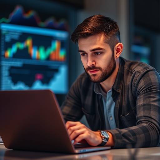 Photo of Michael Brown, Marketing Manager, analyzing data on a laptop with a focused expression.